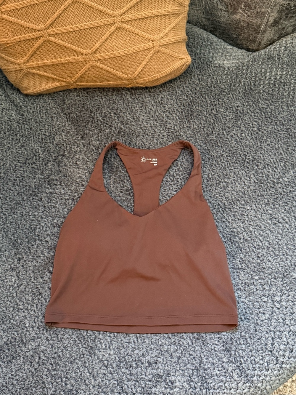 offline by aerie racerback low key longline sports bra in brown